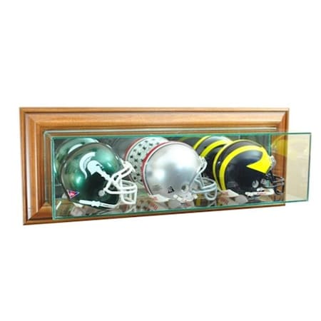 Perfect Cases Perfect Cases WMTRPMH-W Wall Mounted Triple Mini Football Display Case; Walnut WMTRPMH-W